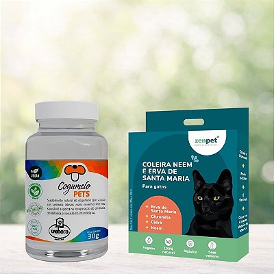 Kit Coleira Zenpet Gatos + Suplemento Cogumelos Pet