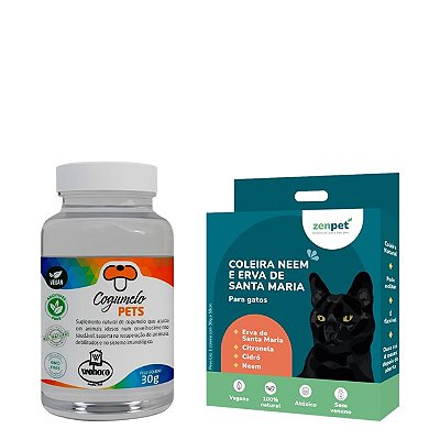 Kit Coleira Zenpet Gatos + Suplemento Cogumelos Pet