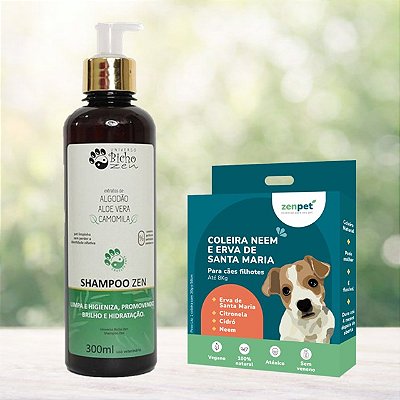 Kit Coleira Zenpet Cães Filhotes + Shampoo Zen