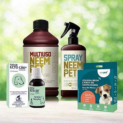 Kit Escudo Natural Completo - Proteção contra Pulgas e Carrapatos para Cães Filhotes - Zenpet