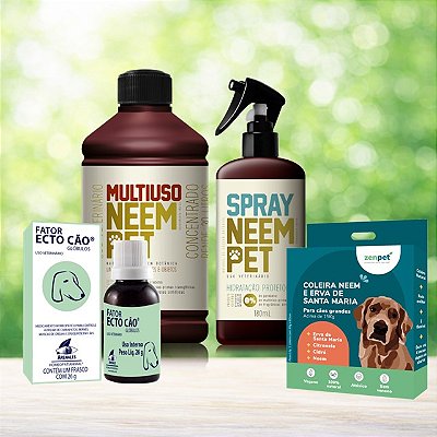 Kit Escudo Natural Completo - Proteção contra Pulgas e Carrapatos para Cães Grandes - Zenpet