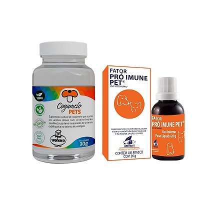Kit Imunidade Natural para Cães e Gatos | Cogumelo Pets + Arenales Pró-Imune