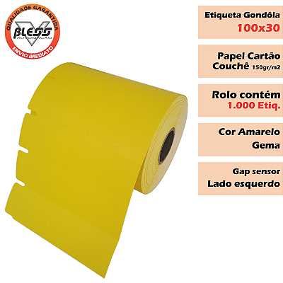 Etiqueta Gôndola 100x30 Amarelo Gema - 5 Rolos