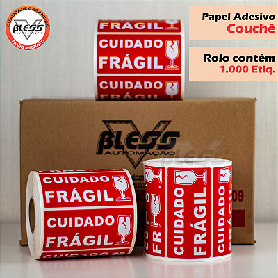 Etiqueta Adesivo Cuidado Frágil 100x50 - 05 Milheiros