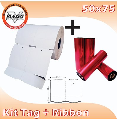 Kit 4 Etiq Tag Roupas 50x75 + 2 ribbons - Couchê 150gr
