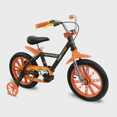Bicicleta Infantil First Pro Aro 14 Laranja/Preta Alumínio - Nathor