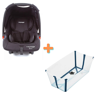 kit bebê conforto gama + banheira flexível