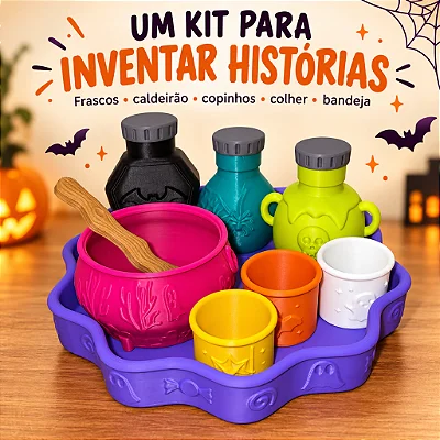 Kit Laboratório de Poções do Monstrinho Halloween | Brincadeira de Faz de Conta Impressa em 3D - LANÇAMENTO