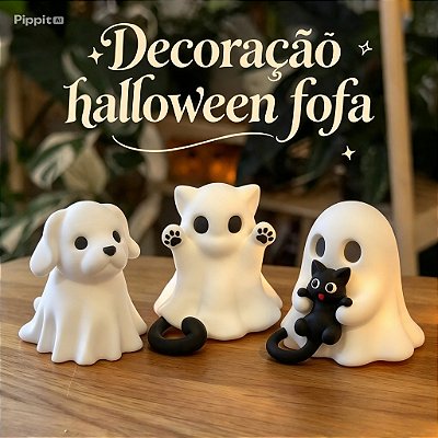 Fantasma Gato Cachorro | Miniatura Impressão 3D | Decoração Halloween - Vendido Separadamente