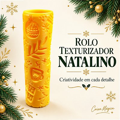 Rolo Texturizador Natalino para Argila, Vela e Massas de Modelagem | Natal Christmas II