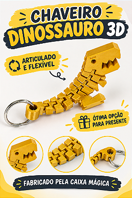 Chaveiro Flexível Dinossauro TRex, Articulado, Lembrancinha Brinde Acessório festas criança