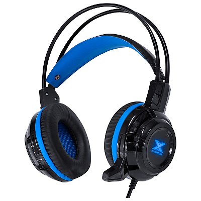 Fone De Ouvido Headset Gamer Taranis V2 P2 Com Microfone - Preto E Azul [F018]