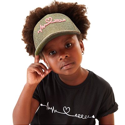 Boné Infantil Aberto com Revestimento Interno de Cetim - Holográfico Batimentos - Super Cacheada