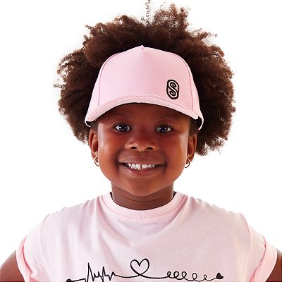Boné Infantil Aberto com Revestimento Interno de Cetim - Rosa - Super Cacheada
