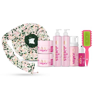Kit Finalizadores + Touca Difusora Felicidade + Escova Flex Ricca - Super Cacheada