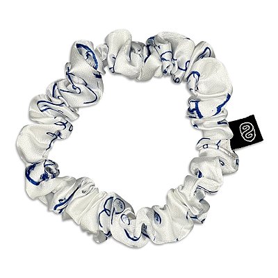 Xuxinha Slim de Cetim Premium Antifrizz Pérolas do Mar - Branca com Azul - Super Cacheada