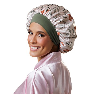 Touca de Cetim Premium Antifrizz Dupla Face Aba Flexível - CN - Renovação - Super Cacheada