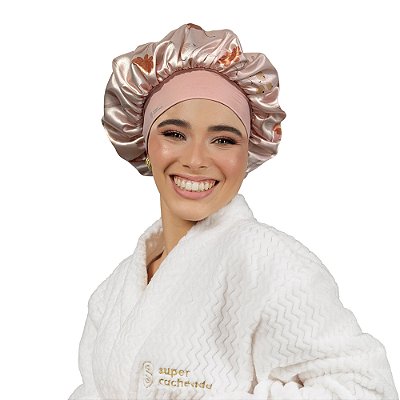 Touca de Cetim Premium Antifrizz Dupla Face Aba Flexível - CN - Prosperidade - Super Cacheada