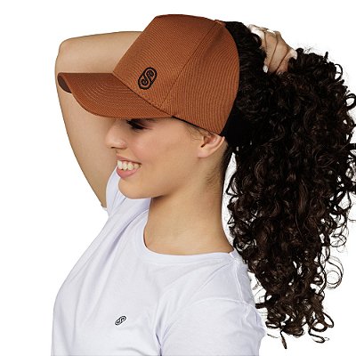 Boné Aberto com Revestimento Interno de Cetim - Caramelo - Super Cacheada