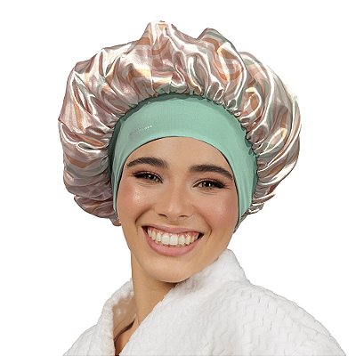 Touca de Cetim Premium Antifrizz Dupla Face Aba Flexível Sunset Vibes - Super Cacheada