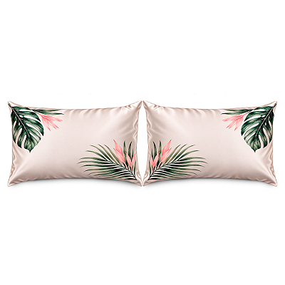 Dueto Fronha de Cetim Antifrizz Jardim Tropical - Super Cacheada