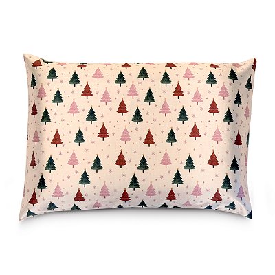 Fronha de Cetim Antifrizz - Natal Encantado - Rosa - Super Cacheada