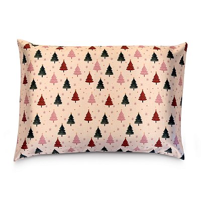 Fronha de Cetim Antifrizz - Natal Encantado - Rosa - Super Cacheada