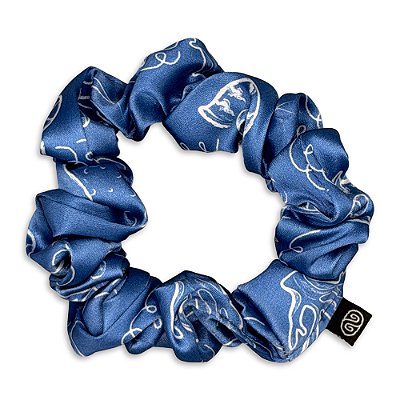 Xuxinha Tradicional de Cetim Premium Antifrizz Pérolas do Mar - Azul - Super Cacheada