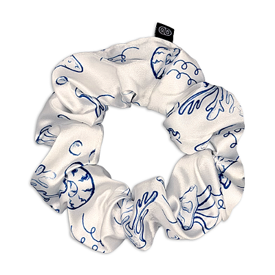 Xuxinha Bigger de Cetim Premium Antifrizz Pérolas do Mar - Branca com Azul - Super Cacheada