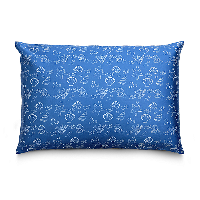 Fronha de Cetim Antifrizz Pérolas do Mar - Azul - Super Cacheada