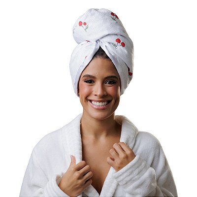 Toalha Turbante De Microfibra Antifrizz Cerejinha - Super Cacheada