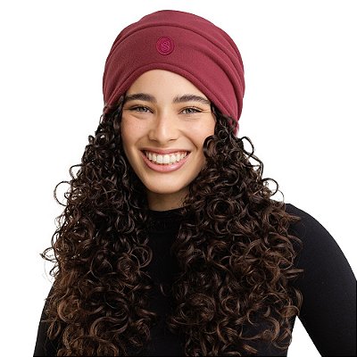 Touca de Inverno com Cetim Bordada Aconchego - Bordô - Super Cacheada