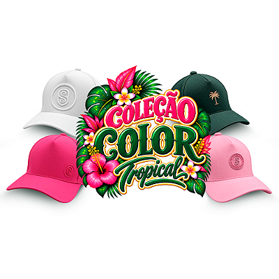Boné Aberto com Revestimento Interno de Cetim Coleção Tropical Color - Super Cacheada