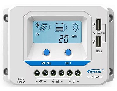 Controlador de Carga PWM 20A 12/24V - Epever Viewstar VS2024AU