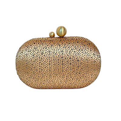 Bolsa clutch bubble com pedrarias- Dourado