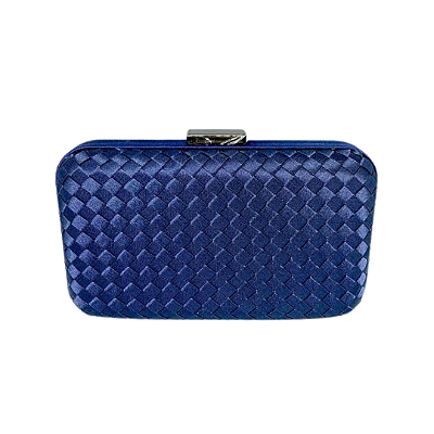 Bolsa clutch tressé acetinado, com fecho simples - Azul Marinho