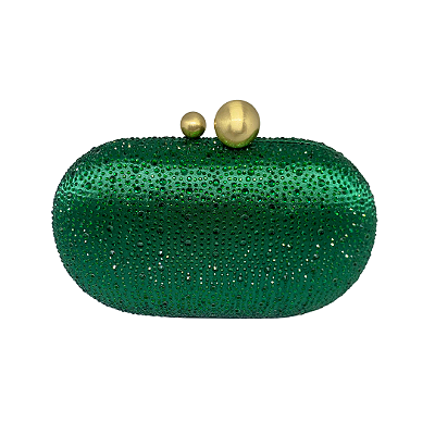 Bolsa clutch bubble com pedrarias - Verde Esmeralda