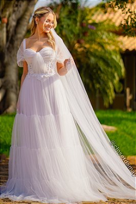 Vestido Multiformas em Tule e Fenda - Villa Noiva - Vestidos para Casamento  Civil