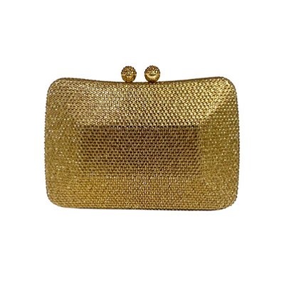 Bolsa clutch, com strass - Dourado