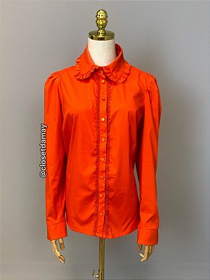 Camisa com manga em tricoline - Laranja