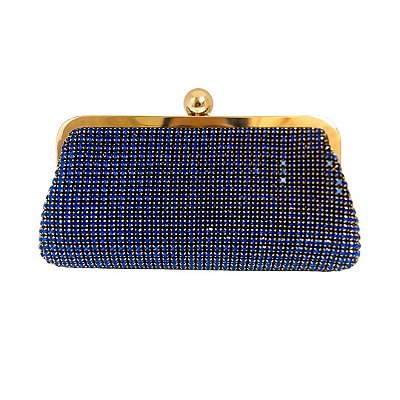 Bolsa Clutch em strass com mini brilho - Azul Royal