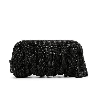 Bolsa clutch,  em strass - Preto