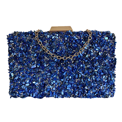 Bolsa Clutch, em pedraria - Azul Royal