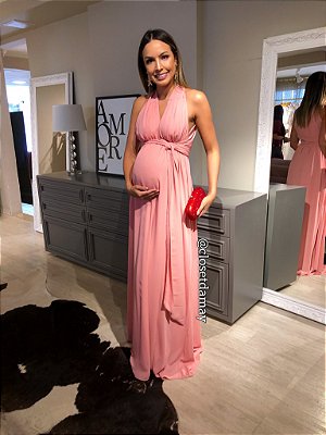 vestido rosa para madrinha gravida