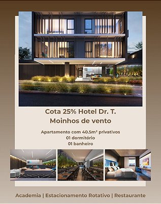 COTA DE 25% (FRAÇÃO) APARTAMENTO NO HOTEL PARK PLAZA 1903 NO MOINHOS DE VENTO