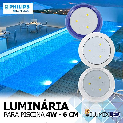LUMINÁRIA LED PARA PISCINA - 4w | POLICARBONATO | À prova d'água | LED CHIP PHILIPS