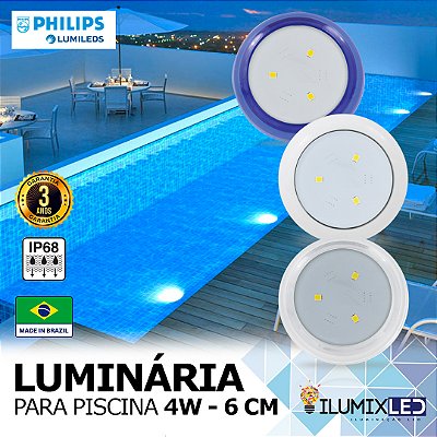 LUMINÁRIA LED PARA PISCINA - 4w | POLICARBONATO | À prova d'água | LED CHIP PHILIPS