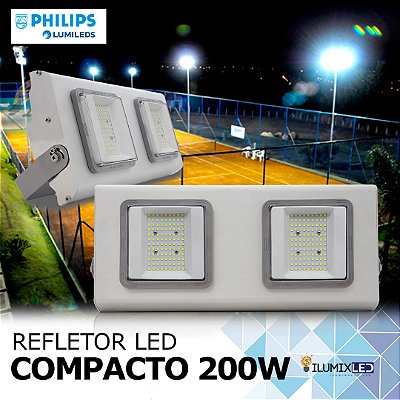 Refletor LED SMD 200w Compacto | Bivolt | IP66 | 24.000 Lúmens | LED PHILIPS | LINHA PROFISSIONAL