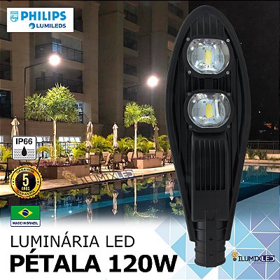 Luminária LED Pública Pétala para Poste 120w | Bivolt | IP66 | 16.800 Lúmens | LED PHILIPS | Para Rua ou Condomínio