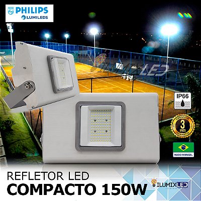 Refletor LED SMD 150w Compacto | Bivolt | IP66 | 18.000 Lúmens | LED PHILIPS | LINHA PROFISSIONAL